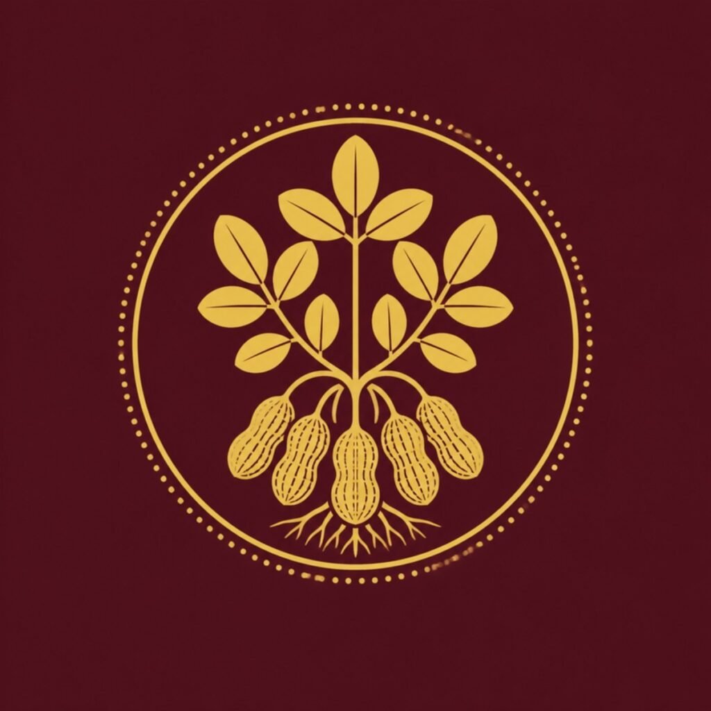 Gold groundnut plant emblem on maroon