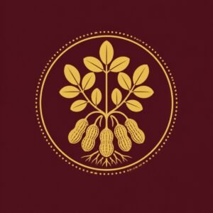 Gold groundnut plant emblem on maroon