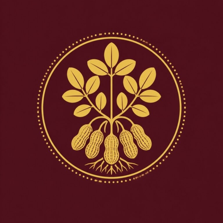 Gold groundnut plant emblem on maroon