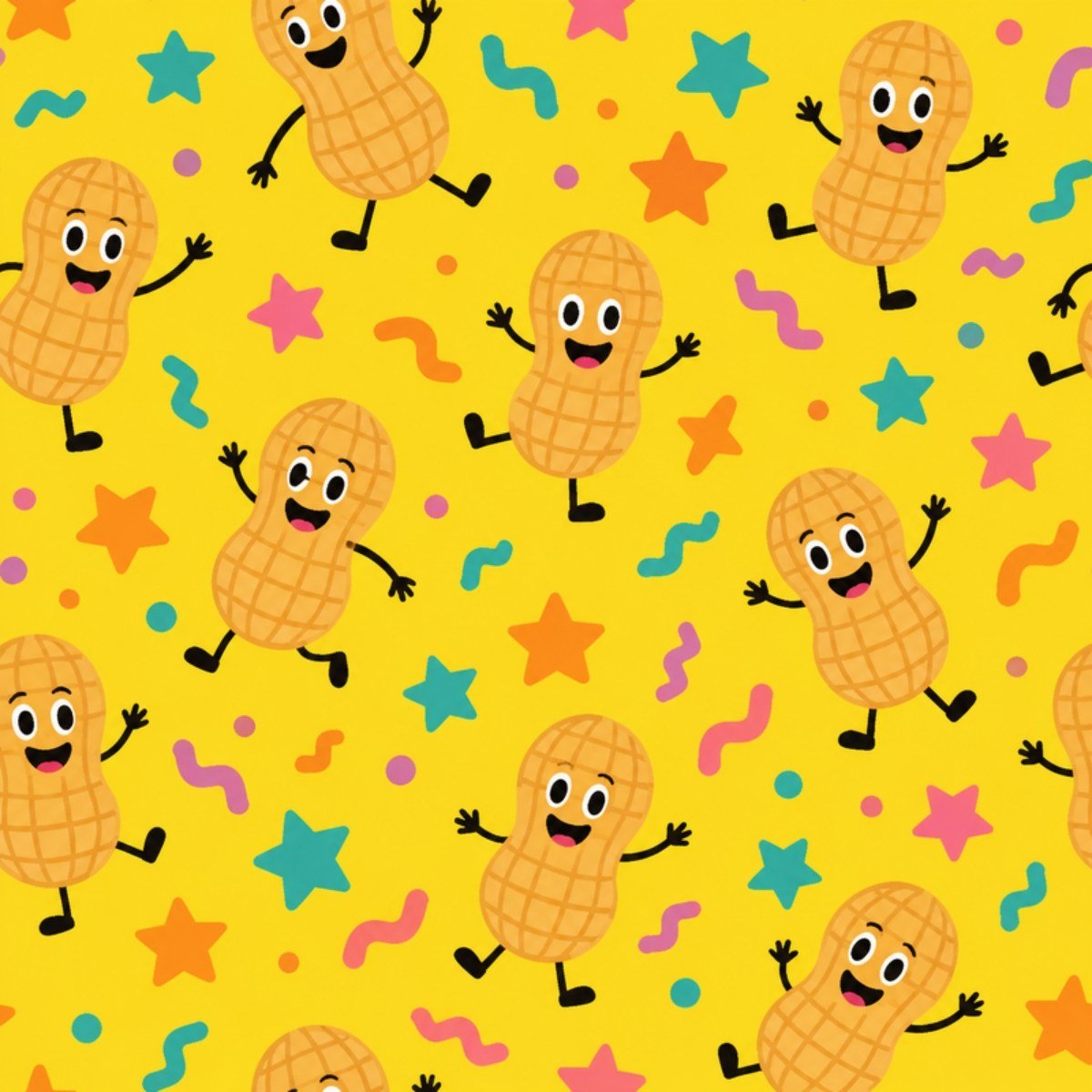 Playful peanut character pattern